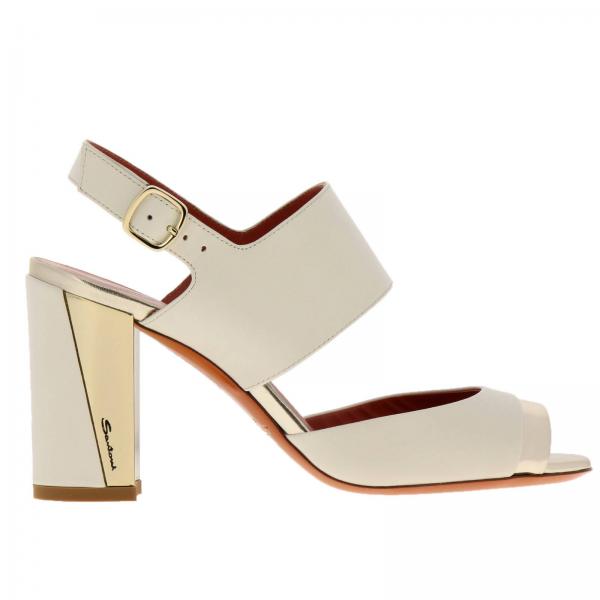 Santoni Outlet: heeled sandals for woman - White | Santoni heeled ...