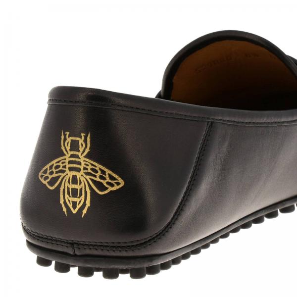 GUCCI: Mocassino in pelle con logo GG e Ape - Nero | Mocassini Gucci 529880  0R030 GIGLIO.COM