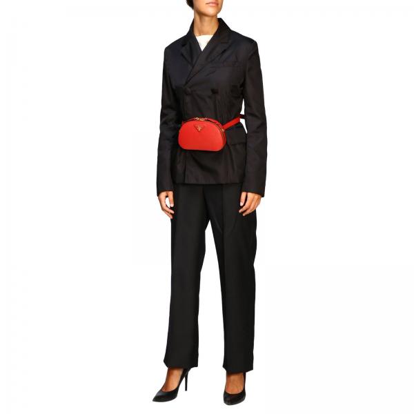 Donna Nzv Con Logo 1bl023 Pelle Saffiano Marsupio In Triangolare PradaMini j3AqS5Rc4L