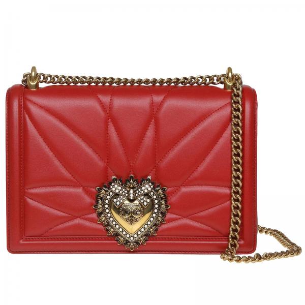 Dolce & Gabbana Outlet: Devotion leather bag with maxi heart - Red ...