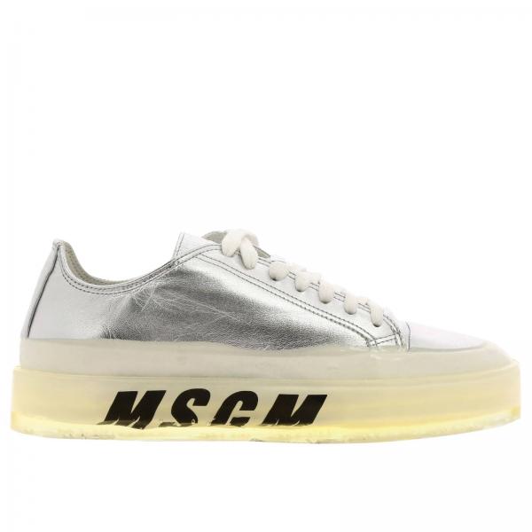 Sneakers MSGM in pelle laminata con suola in gomma e logo
