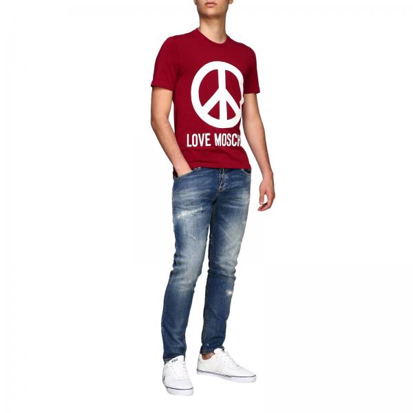 T MoschinoA E1811 Con Maxi Stampa M47312q shirt Maniche Corte Uomo Love srdhQt