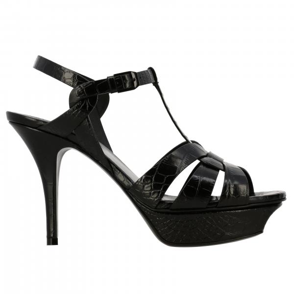 SAINT LAURENT: heeled sandals for woman - Black | Saint Laurent heeled ...