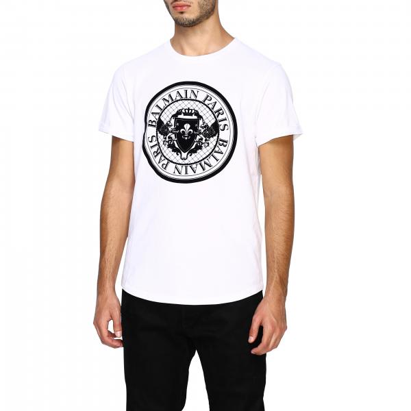 Logo BalmainA Sh11135i107 Uomo T Con Maniche Corte Maxi shirt EIH2bD9WeY