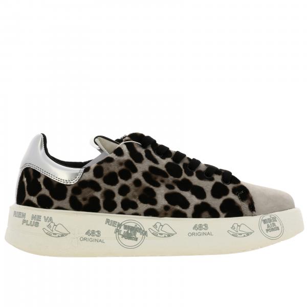 Sneakers Belle Premiata in tessuto animalier con maxi suola platform con multi stampe