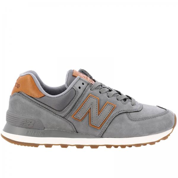 574 New Balance sneakers in suede and nylon | Sneakers New Balance Men  Mouse Grey | Sneakers New Balance ML574NBA Giglio EN