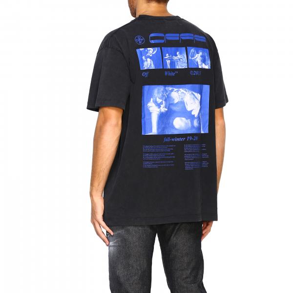 Omaa038f1985009 Off T Uomo Corte shirt Maxi White Maniche Stampa Con Posteriore NeroA b6gyY7f