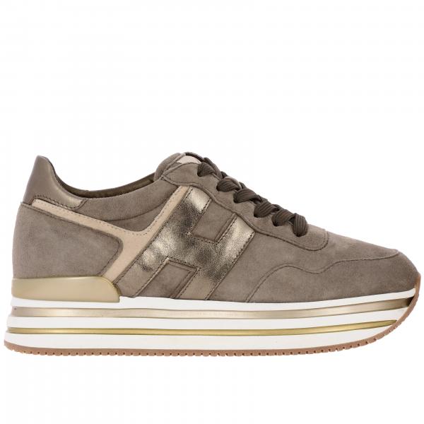Sneakers Hogan in pelle e camoscio con H bombata e suola platform
