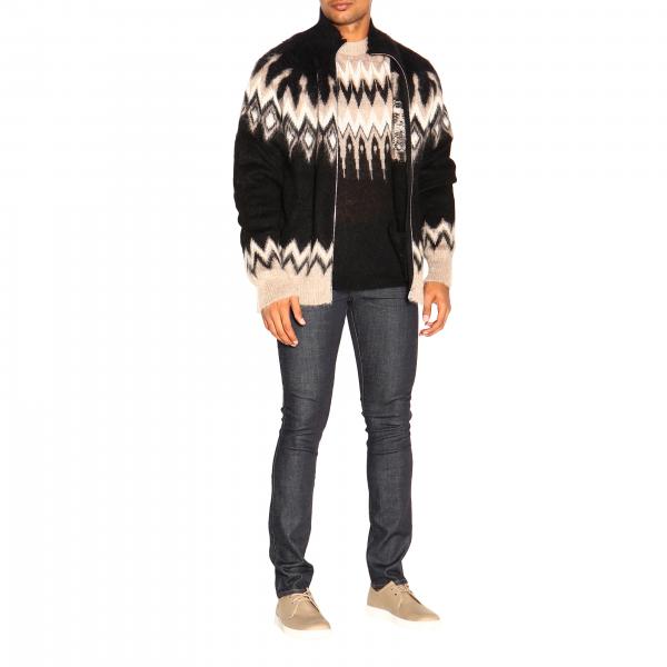 Uomo A Over All NeroCardigan Lunghe Laneus Maniche Maglia Con Gbu503 Fantasia KlTJc1F3