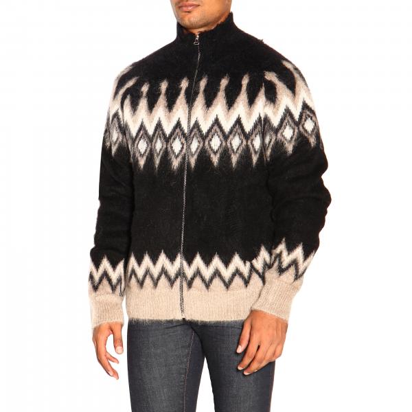 Uomo A Over All NeroCardigan Lunghe Laneus Maniche Maglia Con Gbu503 Fantasia KlTJc1F3