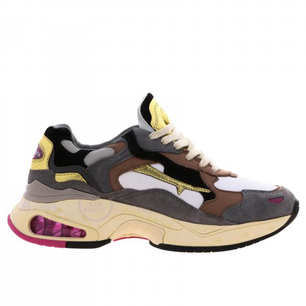 Sneakers Sharky Premiata in camoscio micro rete e pelle multicolor