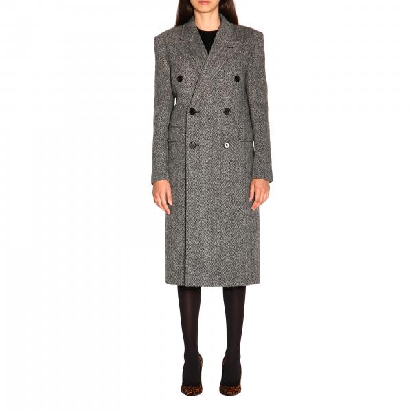 SAINT LAURENT: Coat women - Grey | Coat Saint Laurent 588359 Y943J ...