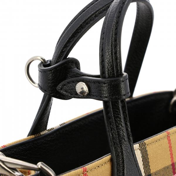 NeroBanner 4076948 Mini Burberry Tracolla In Pelle Amovibile Borsa Check Con Donna yvPm8nwNO0