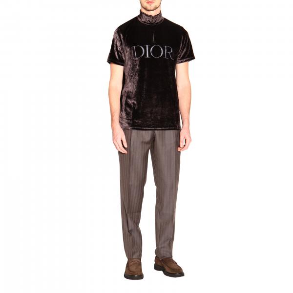 Dior Homme Outlet: Maglia a maniche corte in ciniglia con logo - Nero |  T-Shirt Dior Homme 943J654A0585 GIGLIO.COM