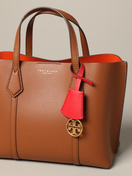 Tory Burch Outlet: tote bag in leather with logo - Brown | Tote Bags