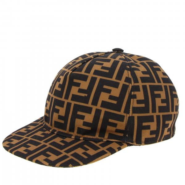 FENDI: All-over FF monogram baseball cap - Brown | Fendi girls' hats