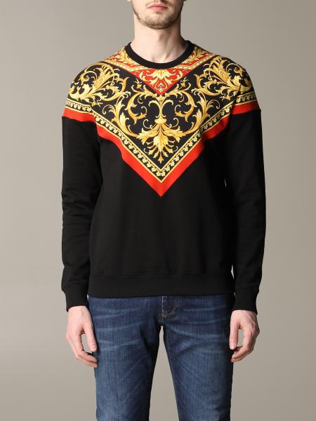 Versace Outlet: crewneck sweatshirt with baroque print - Red | Versace ...