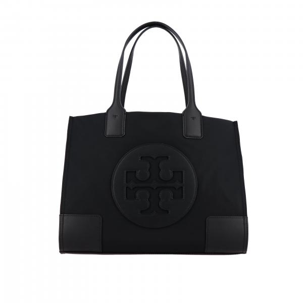 Tory Burch Outlet: Ella mini tote bag in nylon with emblem - Black ...