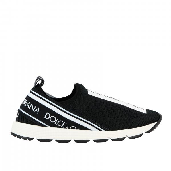 DOLCE & GABBANA: sneakers in mesh with bands and logo - Black | Dolce ...