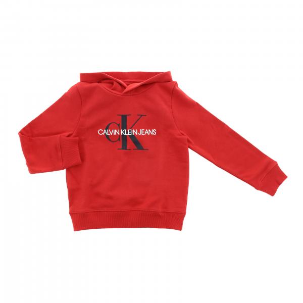 Calvin Klein Outlet: sweatshirt with hood and big logo - Red | Calvin Klein  sweater IU0IU00073 online on 
