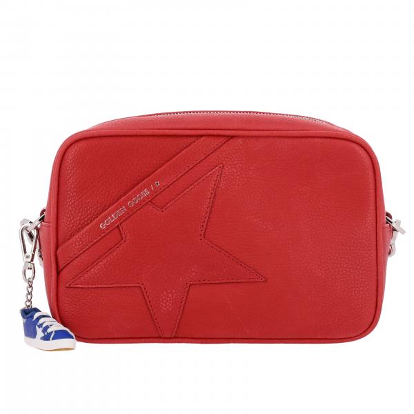 GOLDEN GOOSE: shoulder bag in textured leather with star - Red ...