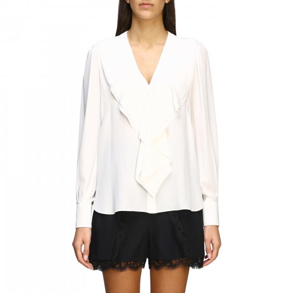 ALEXANDER MCQUEEN: v-neck blouse with ruffles | Shirt Alexander Mcqueen ...