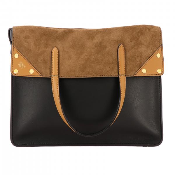 fendi ff leather shoulder bag