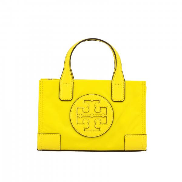 Tory Burch Outlet handbag in canvas and leather with emblem Yellow