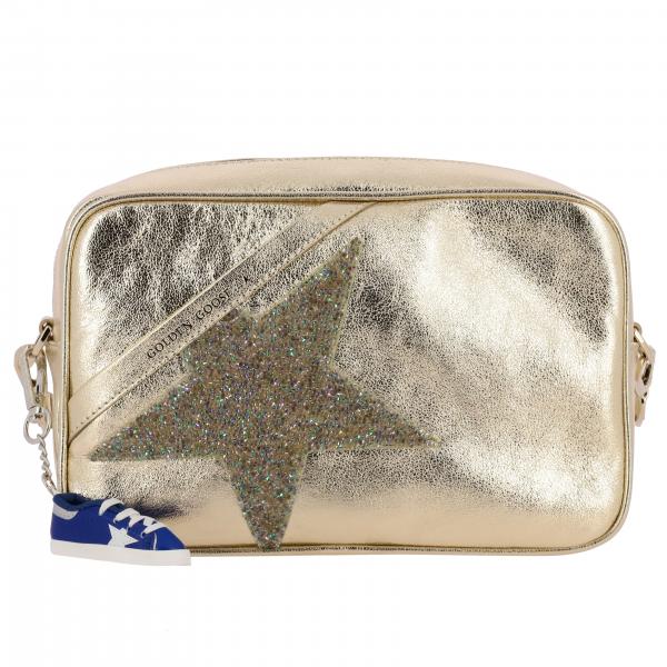 GOLDEN GOOSE Shoulder Bag In Laminated Leather With Glitter Star Gold Crossbody Bags Golden 