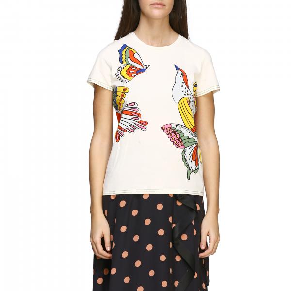 Tory Burch Outlet: T-shirt with butterfly print - White | Tory Burch t ...