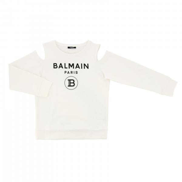 Balmain logo印花圆领毛衣