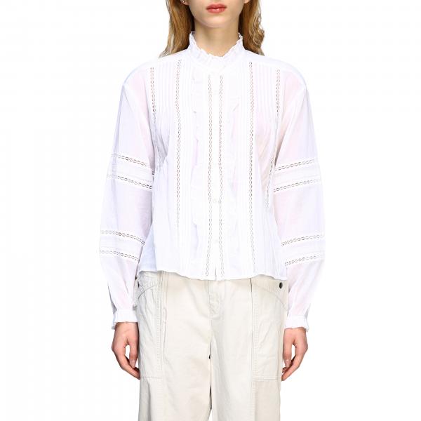 Isabel Marant Etoile Outlet: shirt with embroidery and ruffles - White ...