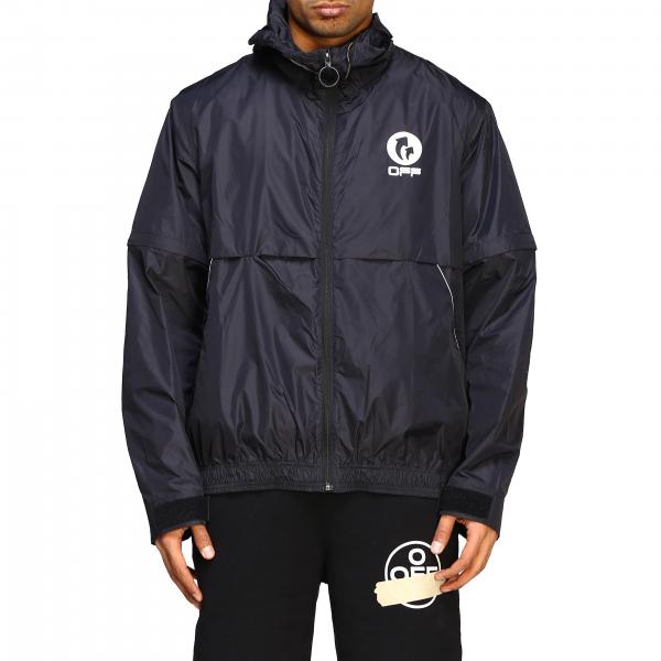 Off-White Outlet: Off White nylon windbreaker with hood and back logo ...