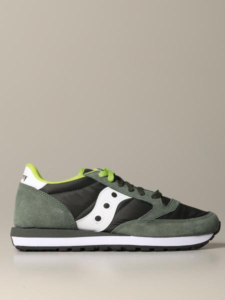 Sneakers Saucony in nylon pelle e camoscio con suola in gomma a righe
