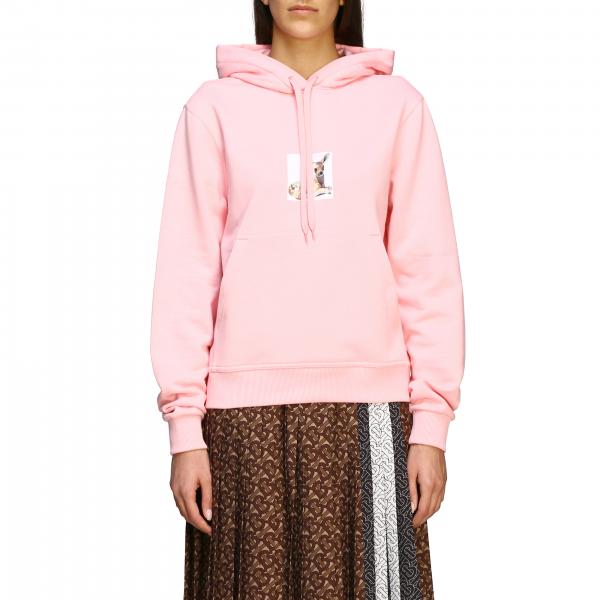 Burberry Outlet: hooded sweatshirt with fawn print - Pink | Burberry ...