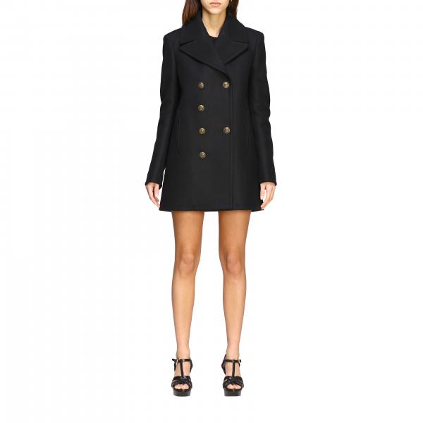 Saint Laurent Outlet: Coat Women | Coat Saint Laurent Women Black ...