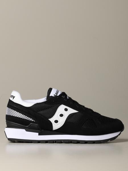 Sneakers Saucony in nylon pelle e camoscio con suola in gomma a righe