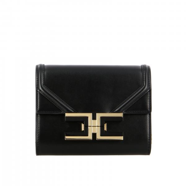 Borsa mini a tracolla Elisabetta Franchi in pelle con maxi logo