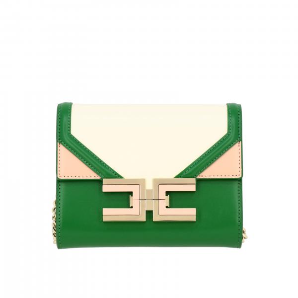 Borsa mini a tracolla Elisabetta Franchi in pelle con maxi logo