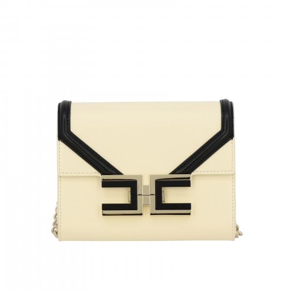 Borsa mini a tracolla Elisabetta Franchi in pelle con maxi logo
