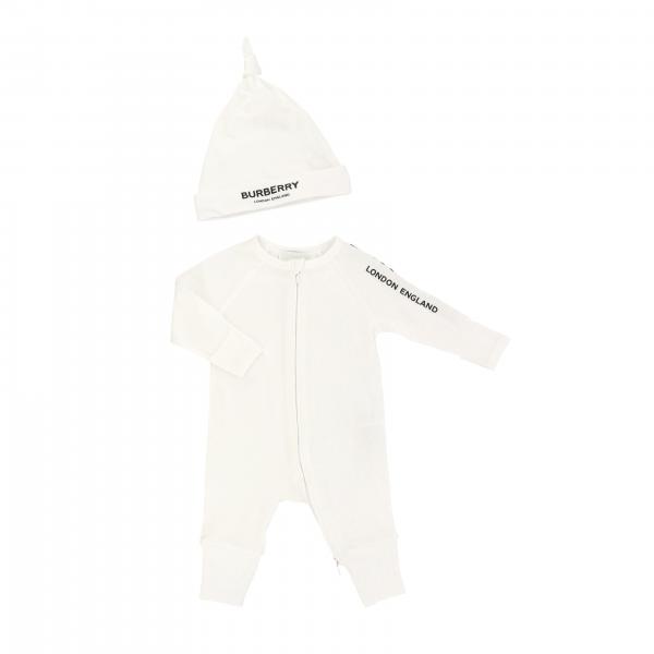 Burberry Infant Outlet: onesie + hat set - White | Burberry Infant  tracksuits 8025502 online on 