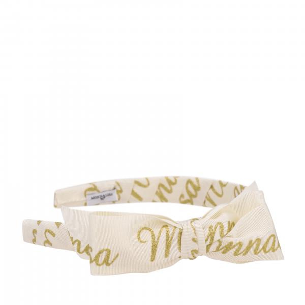 Monnalisa headband with maxi bow and lurex logo