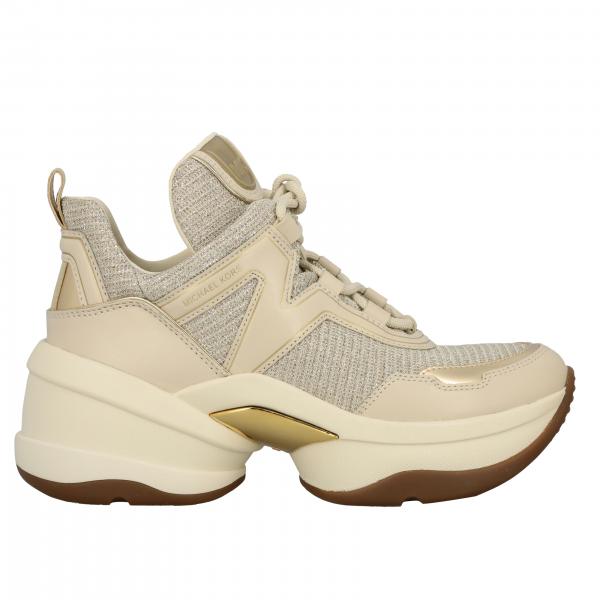 Michael Kors Outlet: Michael sneakers in leather and lurex canvas - Gold | Michael  Kors sneakers 43R0OLFS5D online on 