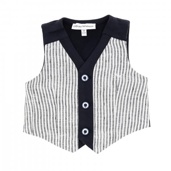 Emporio Armani Outlet: striped vest with logo - Blue | Emporio Armani  vestcoat 3HHG02 4JGBZ online on 