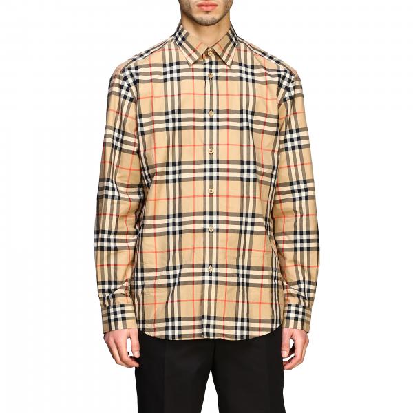 Burberry Outlet: long-sleeved shirt with check print - Beige | Burberry ...