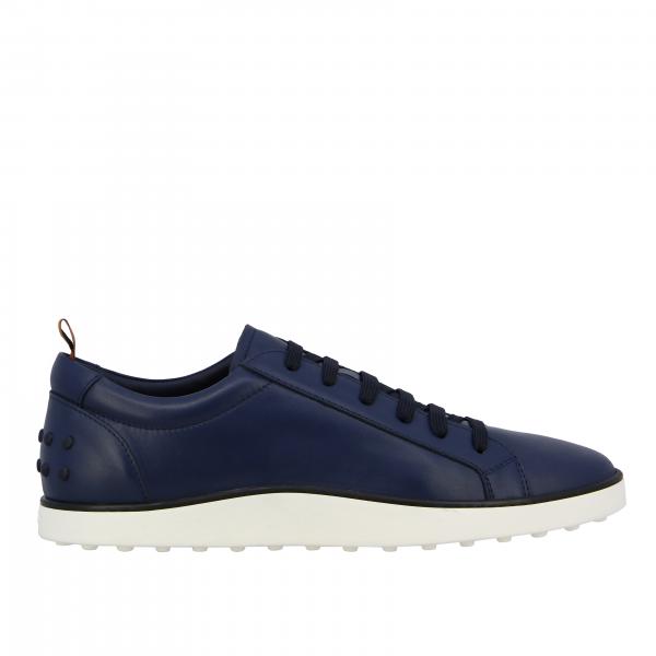 TOD'S: sneakers in leather with rubber sole - Blue | Tod's sneakers ...