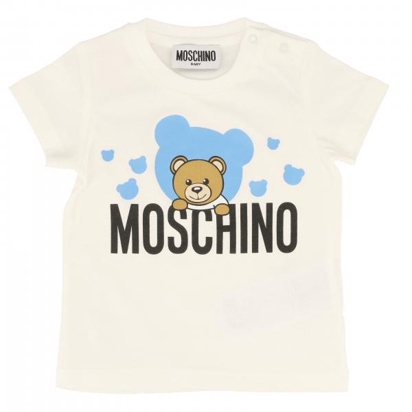 Moschino Baby Outlet: short-sleeved T-shirt with teddy logo - White ...