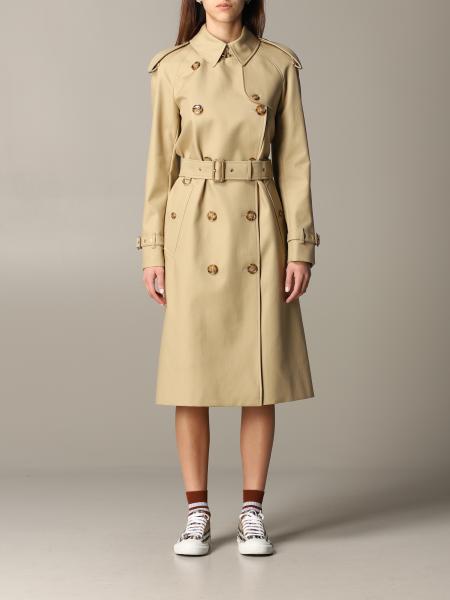 Burberry Outlet: double-breasted trench coat with belt - Beige | Burberry coat 8024435 on GIGLIO.COM