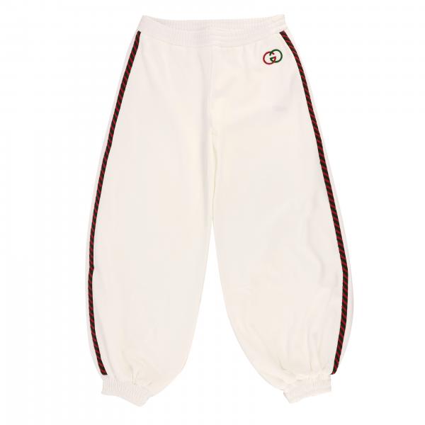 GUCCI trousers in stretch fabric with GG logo White Gucci pants
