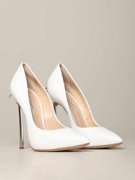 Casadei Outlet: décolleté in leather with blade heel - White | Pumps Casadei  1F206G125MC0462A310 GIGLIO.COM